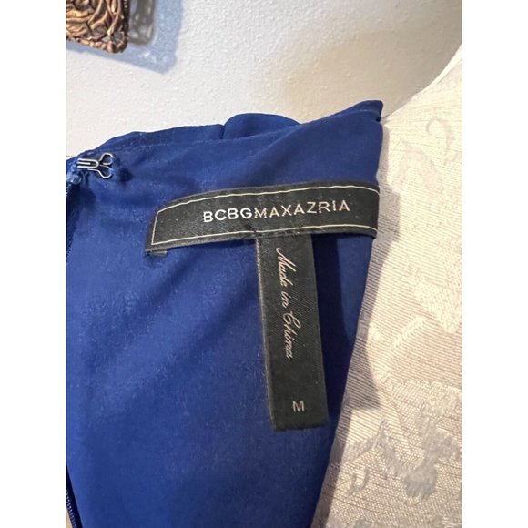 BCBGMaxAzria AnneMarie Dress M Medium Blue Short Sleeve Shift Washable Ruffled - Picture 11 of 13